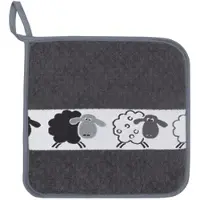 Kracht Küchen Textilien Schäfchen Baumwoll Topflappen 22x22 cm 2er Pack - grau