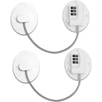 INF Kühlschrank Schloss mit Zahlencode, Ovales Passwortschloss, Standardgröße (2er-Pack) White