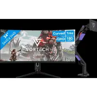 Vortech Pro 34 Zoll Quad HD Curved + Monitorhalterung mit Gasfeder