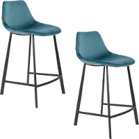 Dutchbone Franky Barhocker mit Rückenlehne 65 cm Blau - 2 er Set