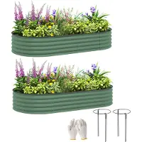 Outsunny 2er-Set Hochbeet aus Stahl, Pflanzbeet Frühbeet Gartenbeet Blumenkasten