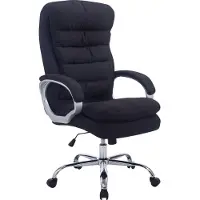 DELUKE Bürostuhl SOUK Stoff - 116x68x77, Schwarz | Stoff | Metall in Chromoptik Gestell | ergonomische Bürostühle Homeoffice Stuhl mit Rollen