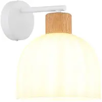 Globo Lighting Wandleuchte, weiß, matt, Holz, braun, Glas, opal, H 24 cm