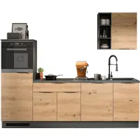 Xonox .home Küchenzeile Miller schwarz Nachbildung B/H/T: 260x222x60cm