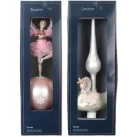 Décoris Weihnachtsbaumspitze Glas Ballerina Schwan 29cm elegante Dekoration