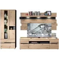 Innostyle Wohnwand Wohnzimmerschrank MEMPHIS Artisan Eiche Graphit Nachbildung