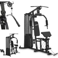 ArtSport Kraftstation ProfiGym 3000 - 14 Gewichte, 77 kg - Bizeps, Lattzug, Butterfly - Schwarz