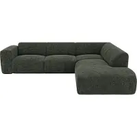 Vente-unique Großes Ecksofa – Ecke rechts – melierter Stoff – Grün – POGNI von Maison Céphy