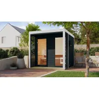 Karibu Saunahaus Außensauna Gartensauna Ares 2 anthrazit 237x276x232 cm Metallfarbe: weiß +LAGERABVERKAUF+