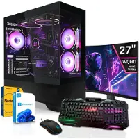 SYSTEMTREFF Gaming Komplett Set - Core i7-14700K - AMD Radeon RX 9060 XT 8GB - 32GB DDR5 - 1TB NVMe - Gaming Monitor 69 cm (27 Zoll) WQHD 180Hz - PC