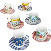 MamboCat Atmosphere 6er Set Espressotassen 80ml mit Untertassen Sommer Strand