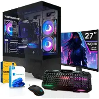 SYSTEMTREFF Gamer PC-Set - Ryzen 7 7800X3D - Nvidia GeForce RTX 5060 Ti 8GB - 32GB DDR5 - 1TB NVMe - Gaming Monitor 69 cm (27 Zoll) WQHD 180Hz
