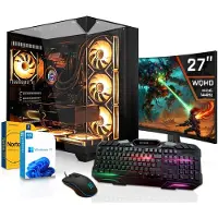 SYSTEMTREFF Gamer Komplett PC - Ryzen 9 9950X - AMD Radeon RX 9070 16GB - 32GB DDR5 - 2TB NVMe - Gaming Monitor 69 cm (27 Zoll) WQHD 180Hz - Desktop