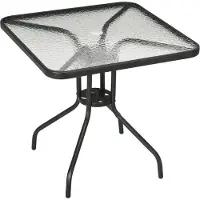 Outsunny Gartentisch Abnehmbar Metall 76x76 cm Wetterfest quadrarisch Balkontisch mit Schirmloch, rutschfest Buffettisch Campingtisch Terrassentisch