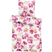 Apelt Mako-Satin Bettwäsche Nelly pink 160x210 cm + 65x100 cm - pink;beige