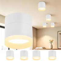 ZMH LED Aufbauspot 4ER Weiß Aufbaustrahler Rund Deckenstrahler 5W Spot Aufbauleuchte GX53 Warmweiß Deckenspot Acryl Deckenlampe für Flur Wohnzimmer