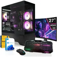 SYSTEMTREFF Gaming Komplett Set - Ryzen 7 9850X3D - AMD Radeon RX 9060 XT 8GB - 32GB DDR5 - 1TB NVMe - Gaming Monitor 69 cm (27 Zoll) WQHD 180Hz - PC