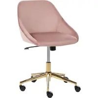 Beliani Bürostuhl Rosa Samtbezug Bremsbare Rollen Gasdruckfeder Höhenverstellbar Drehbar Ohne Armlehnen Modern Drehstuhl Arbeitshocker