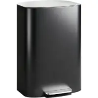 HOMCOM Mülleimer Küche 50 Liter Treteimer mit Bleib-Offen-Funktion, Schwarz