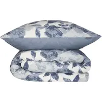 Schiesser Bettwäscheset Elisa | Renforcé | 2-teilig | Großflächiges Blumenmuster | 100% Baumwolle | Weich und glatt | YKK-Reißverschluss | 135x200 cm + 80x80 cm | Hellblau