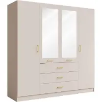 Masseno Drehtürenschrank NEVARIS 200/200,5/58cm 4-türig mit Spiegel Sandbeige