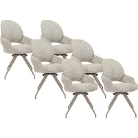 Vente-unique Drehstuhl 6er-Set - Tweed-Stoff & taupefarbenes Metall - Cremefarben - MILEANE