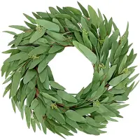 Markenlos Künstlicher Eukalyptuskranz 50 cm – Türkranz Eukalyptus für das ganze Jahr – Dekokranz für Haustür, Wand, Fenster, Tisch – Herbst-, Frühlings-, Hochzeits- und Weihnachtsdeko