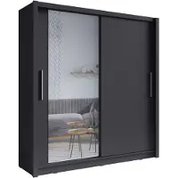 Masseno Schiebetürenschrank FRISKA 204,4/214,4/62cm 2-türig mit Spiegel Grau