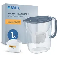 Brita Wasserfilter Kanne MAXTRA Style Essential XL blau, 1x Extra Kalkschutz