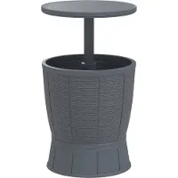 Outsunny 3-in-1 Beistelltisch Gartentisch 45 x 43 cm Rund Kühlbox wetterfest