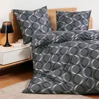 Janine Mako-Satin Bettwäsche J.D. 87112 anthrazit 240x220 cm + 2x 80x80 cm - grau