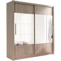 Masseno Schiebetürenschrank SVENA 184,4/200/61,5cm 2-türig mit Spiegel Sonoma Eiche