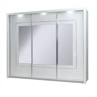 Masseno Schiebetürenschrank ELDRI 208/212,5/67cm 3-türig mit Spiegel Weiß