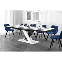 Designimpex Design Esstisch Tisch HEN-111 Hochglanz ausziehbar 160 bis 256 cm