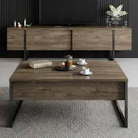 Dmora Mornasco – Wohnzimmermöbel-Set, Nussbaum Braun, Modulierbar