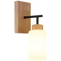 Globo Lighting LED Wandleuchte ROWENA, Eiche, Schwarz, Opalglas, H 31 cm
