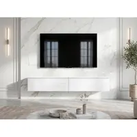AX Living Lowboard TV Kommode 2x100 Barvo Weiß matt/Hochglanz Hängend