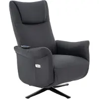Home24 Massagesessel - Microfaser / Metall - Anthrazit / Schwarz