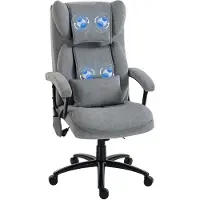 HOMCOM Bürostuhl Ergonomisch mit Massage- & Wippfunktion, Lendenstütze Grau