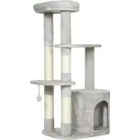 Northio Katzenturm 114 cm, Sisalstämme, mehrstöckig, hellgrau