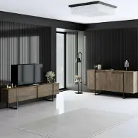 Dmora Pignano - Wohnzimmermöbel-Set, Nussbaum, Modular
