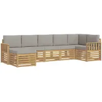 vidaXL Outdoor-Sofagarnitur 6 stk. Weiß und Hellgrau Polyester