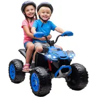 AIYAPLAY 24V Elektro Quad für Kinder mit 2 Motor, 2 Sitzer, Scheinwerfer, Blau