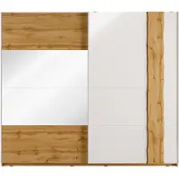 Masseno Schiebetürenschrank OSVIN 250/218,1/66cm 2-türig mit Spiegel Eiche Wotan