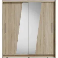 Masseno Schiebetürenschrank RANOR 200/215/62,5cm 2-türig mit Spiegel Sonoma Eiche