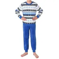 Normann Copenhagen Kinde langarm Schlafanzug Pyjama Bündchen Norweger Coralfleece - 76971 in blau | Gr.: 128