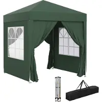 Outsunny Pavillon 2x2m Faltpavillon 4 Seitenwände mit Fenster Tragetasche Stahl