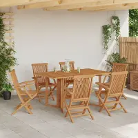 vidaXL Möbel 7-teiliges Garten Essset aus massivem Holz Teak - Gartenstühle 3155339