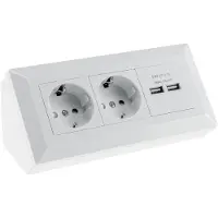 Chilitec 2-fach Steckdosenblock + 2x USB weiß 250V/ 16A Aufbaumontage USB 3,1A