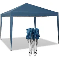 Woltu Pavillon Pop-Up wasserdichter Faltpavillon Sonnenschutz Event Pavillon Gartenpavillon auf Terrasse Camping Festival Pagodenzelt aus Oxford Metallrahmen 3 x 3 m Blau